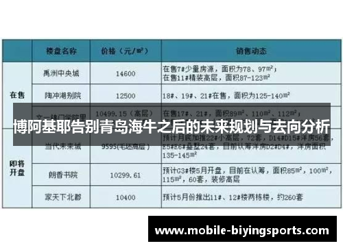 博阿基耶告别青岛海牛之后的未来规划与去向分析