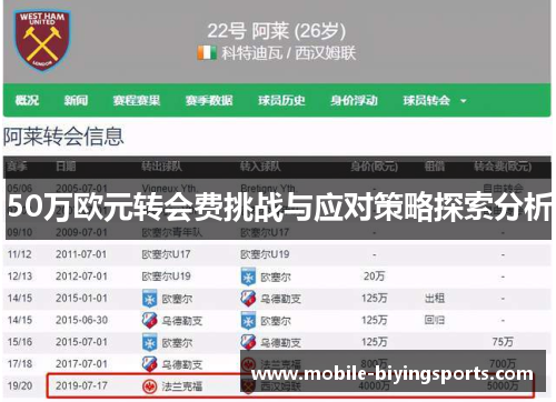 50万欧元转会费挑战与应对策略探索分析 50万欧元转会费挑战与应对策略探索分析