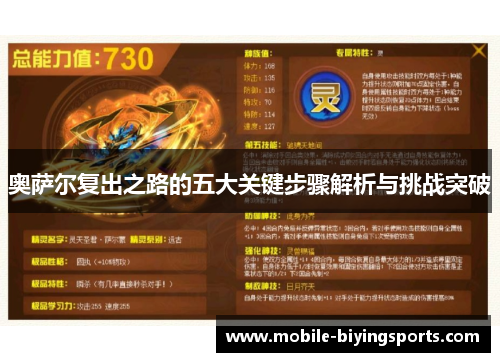 奥萨尔复出之路的五大关键步骤解析与挑战突破 奥萨尔复出之路的五大关键步骤解析与挑战突破