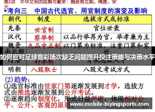 如何应对足球竞彩场次缺乏问题提升投注策略与决策水平 如何应对足球竞彩场次缺乏问题提升投注策略与决策水平